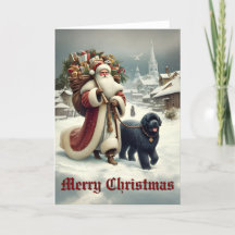 Newfoundland Dog & Old-Style Santa