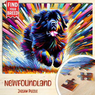 Newfoundland Dog Portrait Acrylic Art Print Dog Jigsaw Puzzle