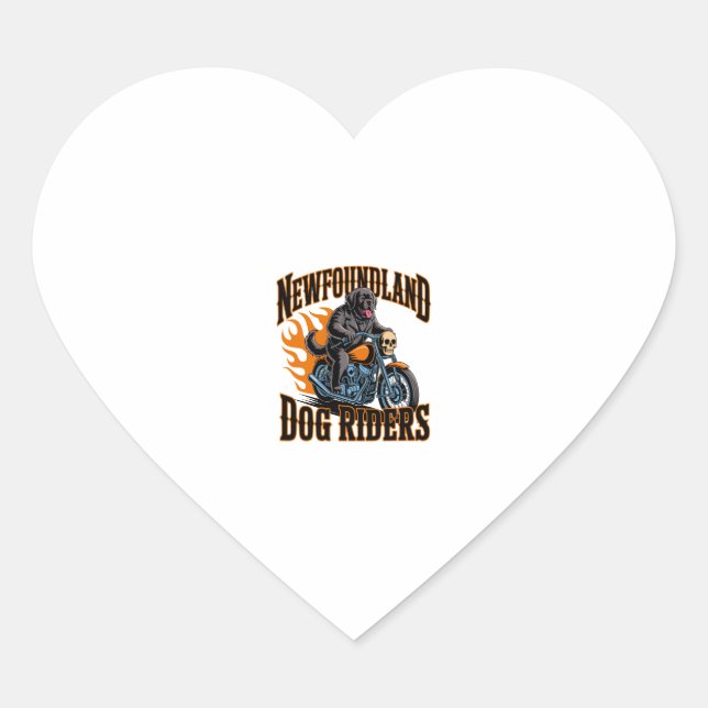Newfoundland Dog Rider Heart Sticker (Front)