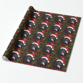 Newfoundland Dog Santa Hat Wrapping Paper