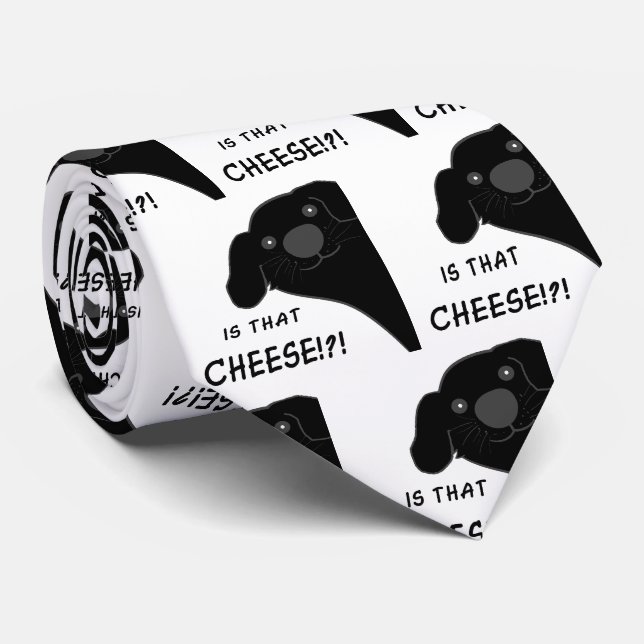Newfoundland Dog Side Peeking Black Is That Cheese Tie (Rolled)