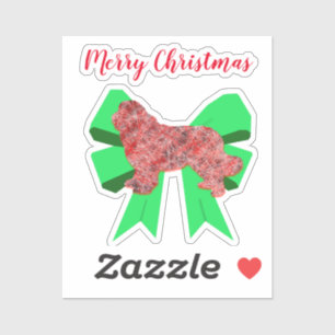 Newfoundland Dog Silhouette Green Bow Christmas
