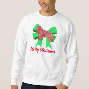 Newfoundland Dog Silhouette Green Bow Christmas Sweatshirt