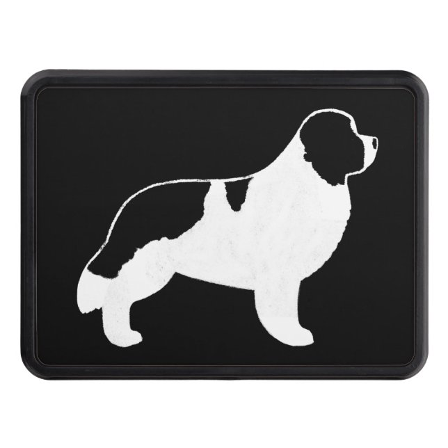 Newfoundland Dog Silhouette - Landseer Trailer Hitch Cover (Front)