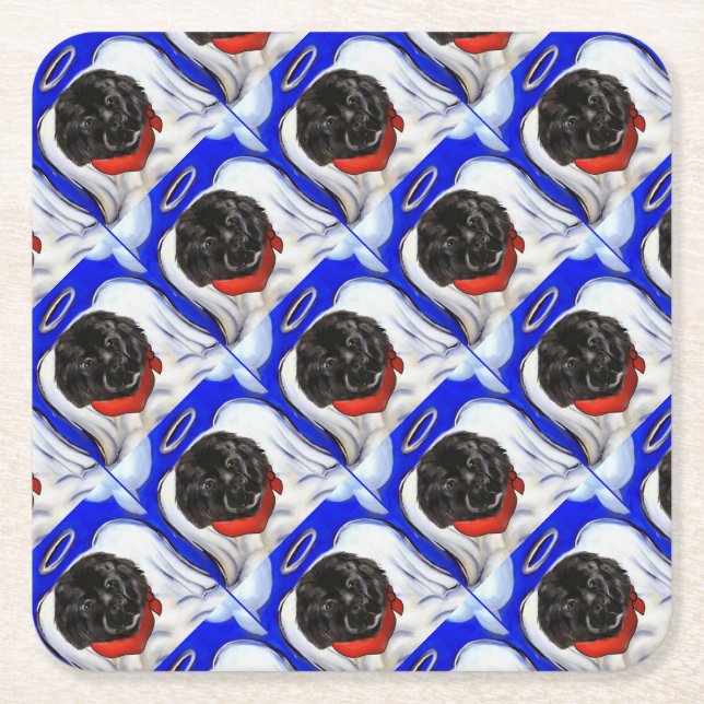 Newfoundland Dog Square Paper Coaster (Front)