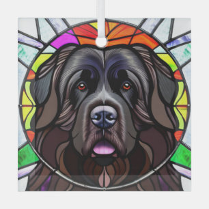 Newfoundland Dog "Stained Glass"  Glass Ornament