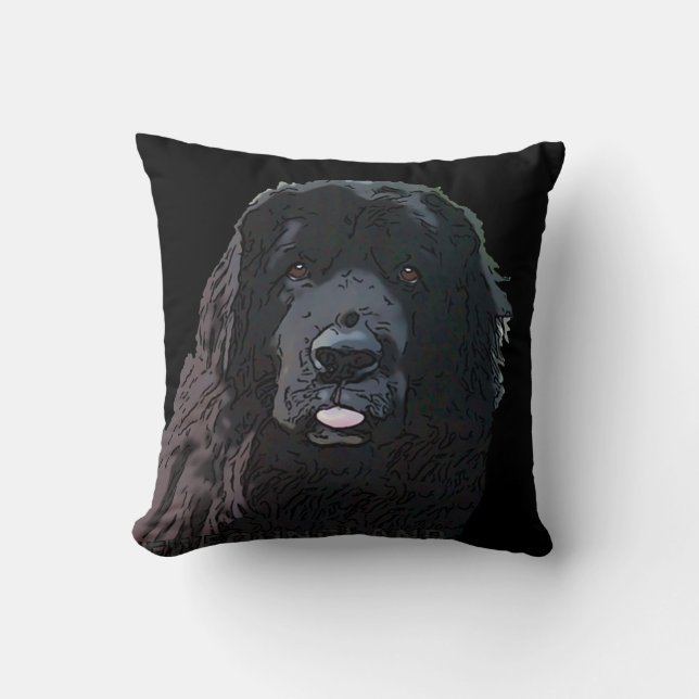 Newfoundland Dog Throw Pillow (Front)