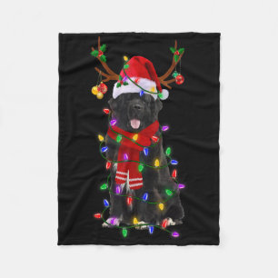 Newfoundland Dog Tree Christmas Lights Xmas Pajama Fleece Blanket
