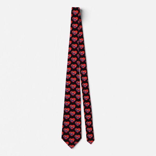 Newfoundland Dog Valentines Day Red Heart Tie (Front)