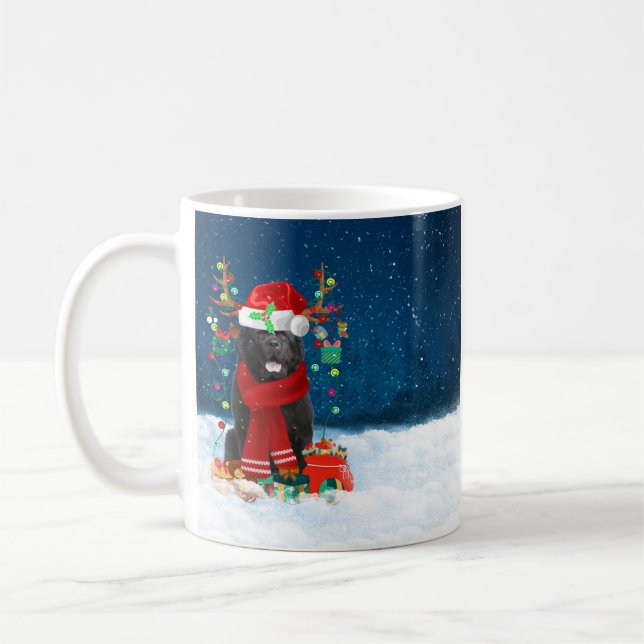 Newfoundland dog with Christmas gifts  Coffee Mug (Left)