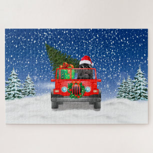 Newfoundland dog with Christmas gifts Jigsaw Puzzle