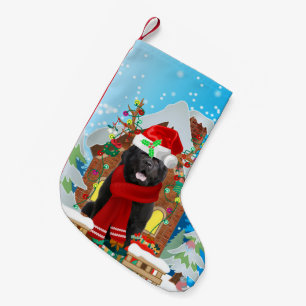 Newfoundland dog with Christmas gifts Small Christmas Stocking