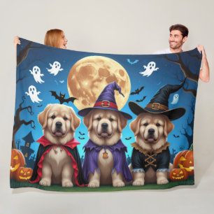 Newfoundland Dogs Pumpkin Halloween Funny Fleece Blanket