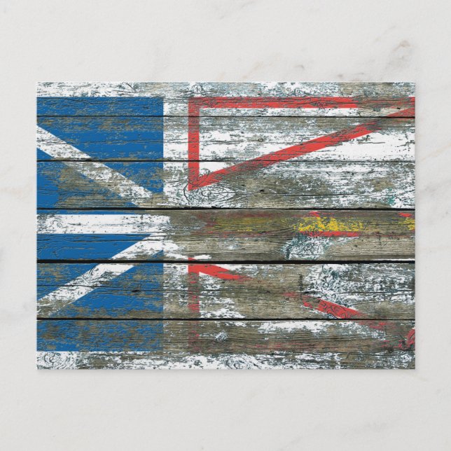 Newfoundland Flag on Rough Wood Boards Effect Postcard (Front)