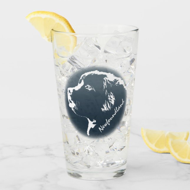 Newfoundland Glass Newfoundland Pup Glass Custom (Front Ice)