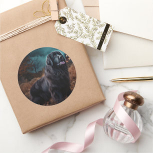 Newfoundland Halloween Scary  Classic Round Sticker