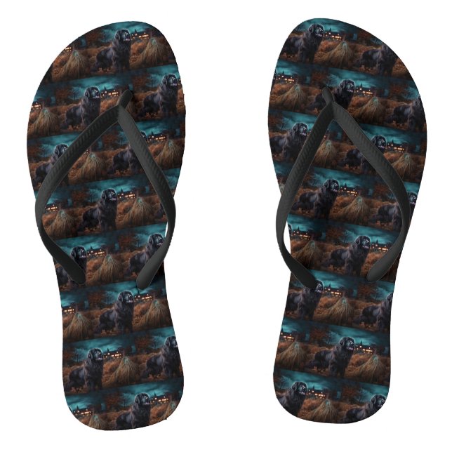 Newfoundland Halloween Scary  Flip Flops (Footbed)