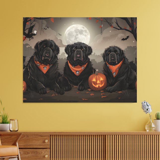 Newfoundland Halloween Spooky Canvas Print (Insitu(LivingRoom))