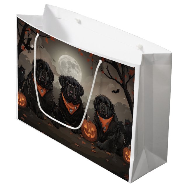 Newfoundland Halloween Spooky Large Gift Bag (Front Angled)