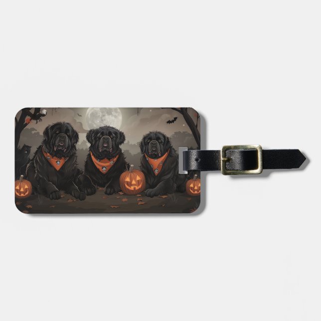 Newfoundland Halloween Spooky Luggage Tag (Front Horizontal)