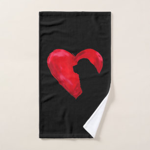 Newfoundland heart silhouette valentines day gift hand towel