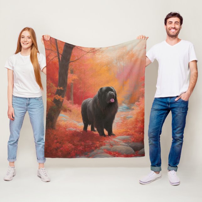Newfoundland in Autumn Leaves Fall Inspire  Fleece Blanket (In Situ)