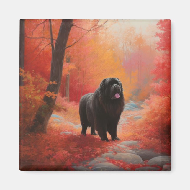 Newfoundland in Autumn Leaves Fall Inspire  Magnet (Front)