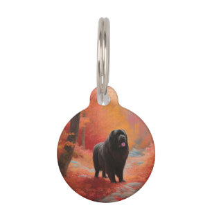Newfoundland in Autumn Leaves Fall Inspire  Pet Tag