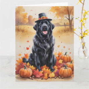 Newfoundland In Autumn Leaves Thanksgiving Art Card
