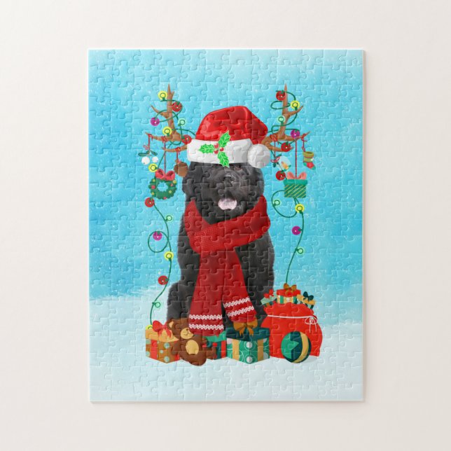 Newfoundland in snow with Christmas gifts Jigsaw Puzzle (Vertical)