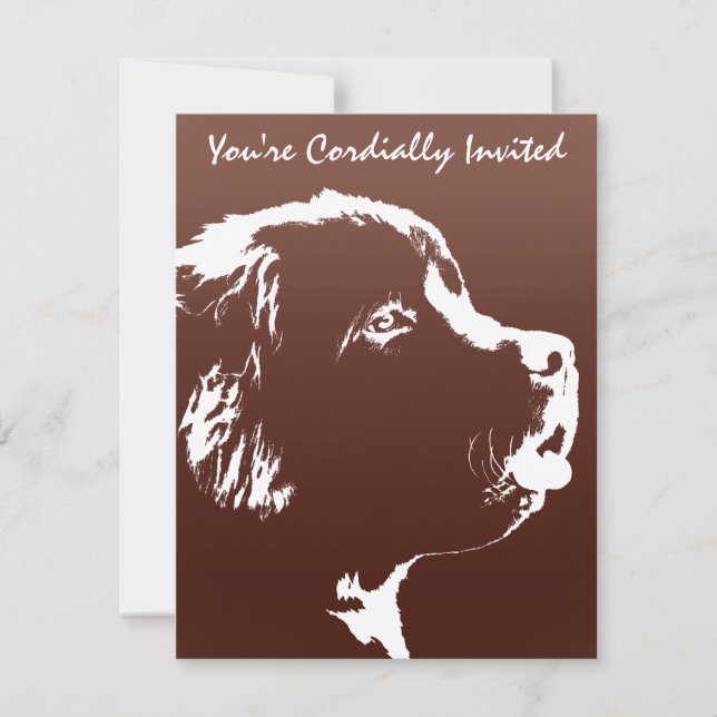 Newfoundland Invitations Personalize Dog RSVP Card (Front)