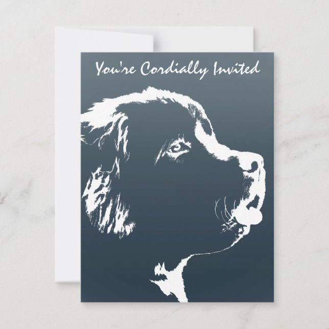 Newfoundland Invitations Personalize Dog RSVP Card (Front)