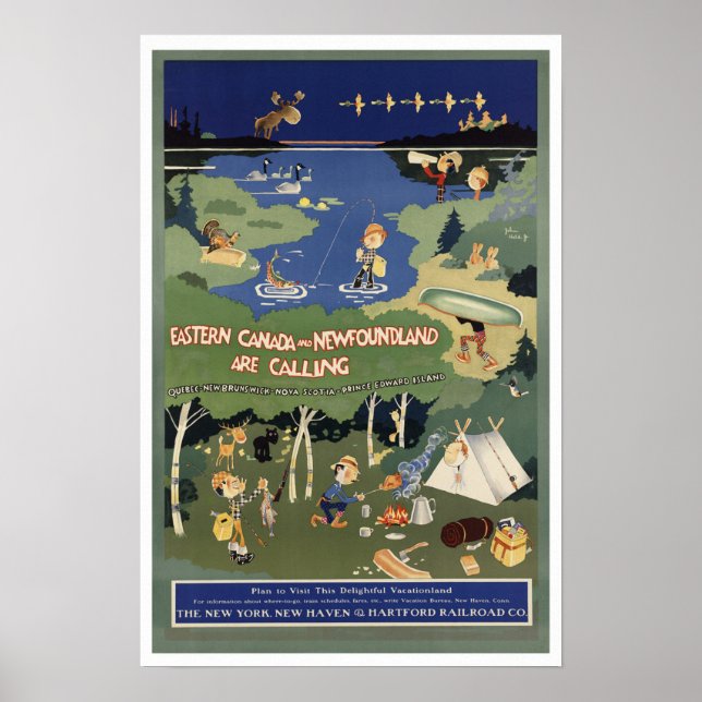 Newfoundland Island Canada ~ Vintage Travel Poster (Front)