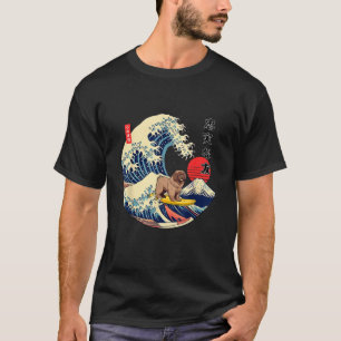 Newfoundland Japanese Kanagawa Wave Surf Loyal Dog T-Shirt