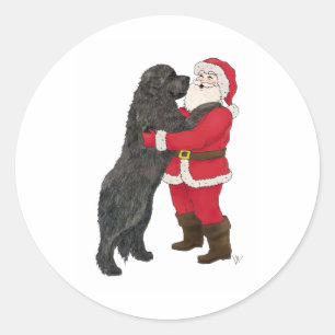 Newfoundland Jowly Christmas Greeting Classic Round Sticker