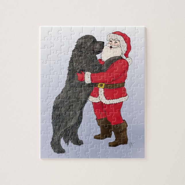 Newfoundland Jowly Christmas Greeting Jigsaw Puzzle (Vertical)