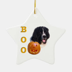 Newfoundland Landseer Halloween Boo Ceramic Ornament