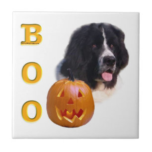 Newfoundland Landseer Halloween Boo Tile