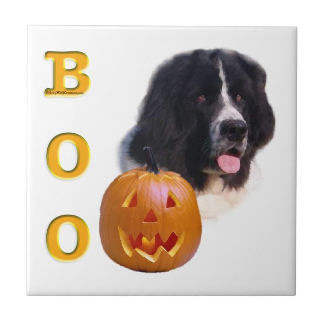 Newfoundland Landseer Halloween Boo Tile (Front)