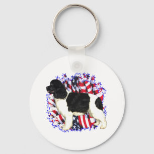 Newfoundland (landseer) Patriot Keychain