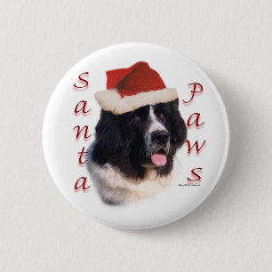Newfoundland (landseer) Santa Paws 2 Inch Round Button