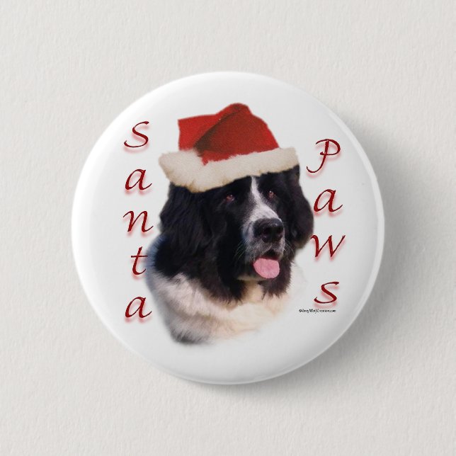 Newfoundland (landseer) Santa Paws 2 Inch Round Button (Front)