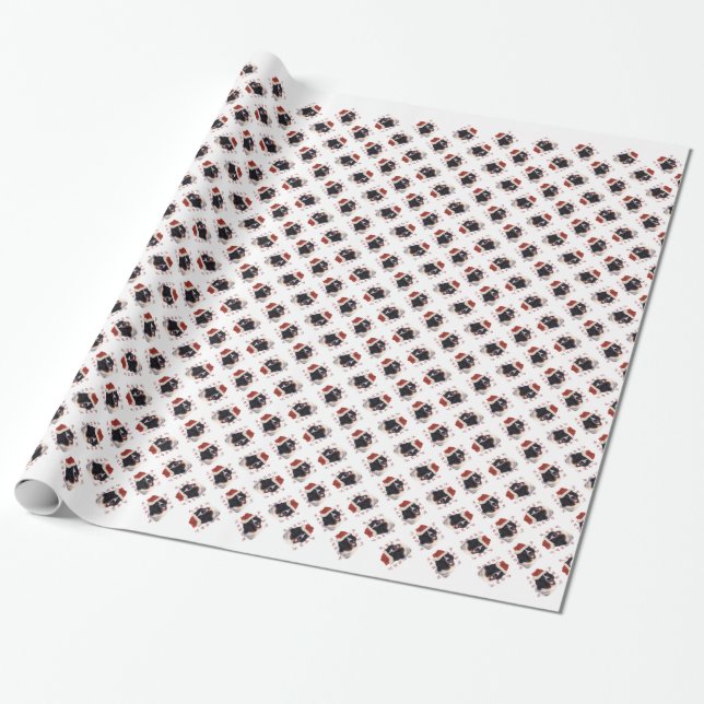 Newfoundland (landseer) Santa Paws Wrapping Paper (Unrolled)