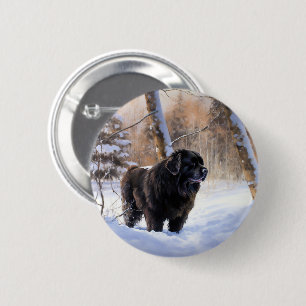 Newfoundland Let It Snow Christmas  2 Inch Round Button