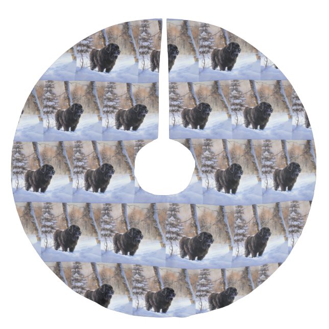 Newfoundland Let It Snow Christmas  Brushed Polyester Tree Skirt (Front)