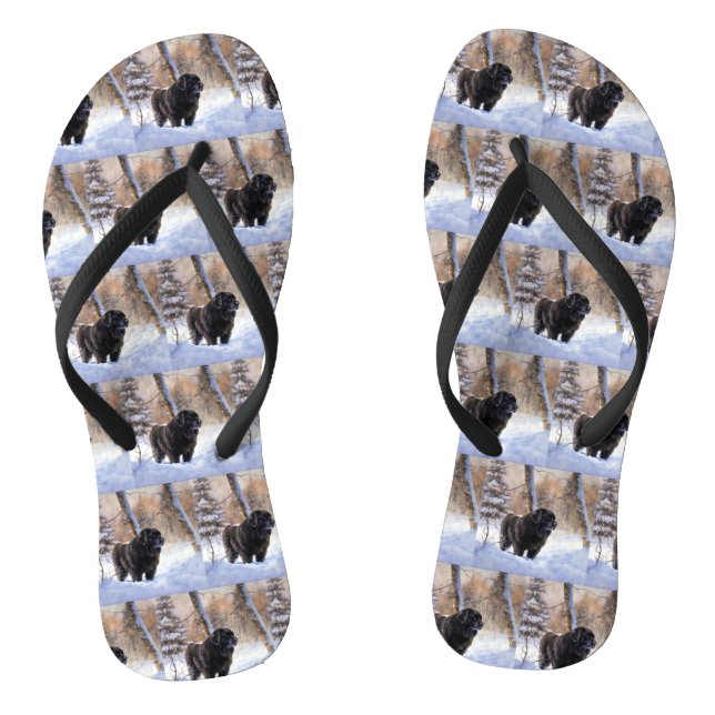 Newfoundland Let It Snow Christmas  Flip Flops (Footbed)