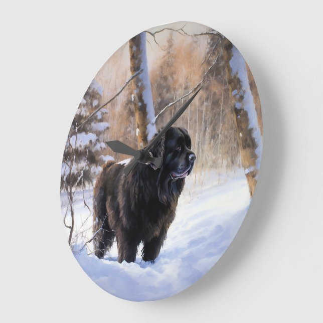 Newfoundland Let It Snow Christmas  Large Clock (Angle)