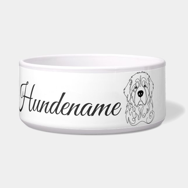 Newfoundland Minimalist Line Art personalized bowl (Front)