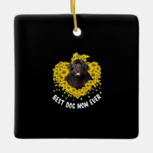 Newfoundland mom lovers   sunflower dog gift ceramic ornament