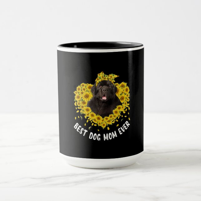 Newfoundland mom lovers | sunflower dog gift mug (Center)